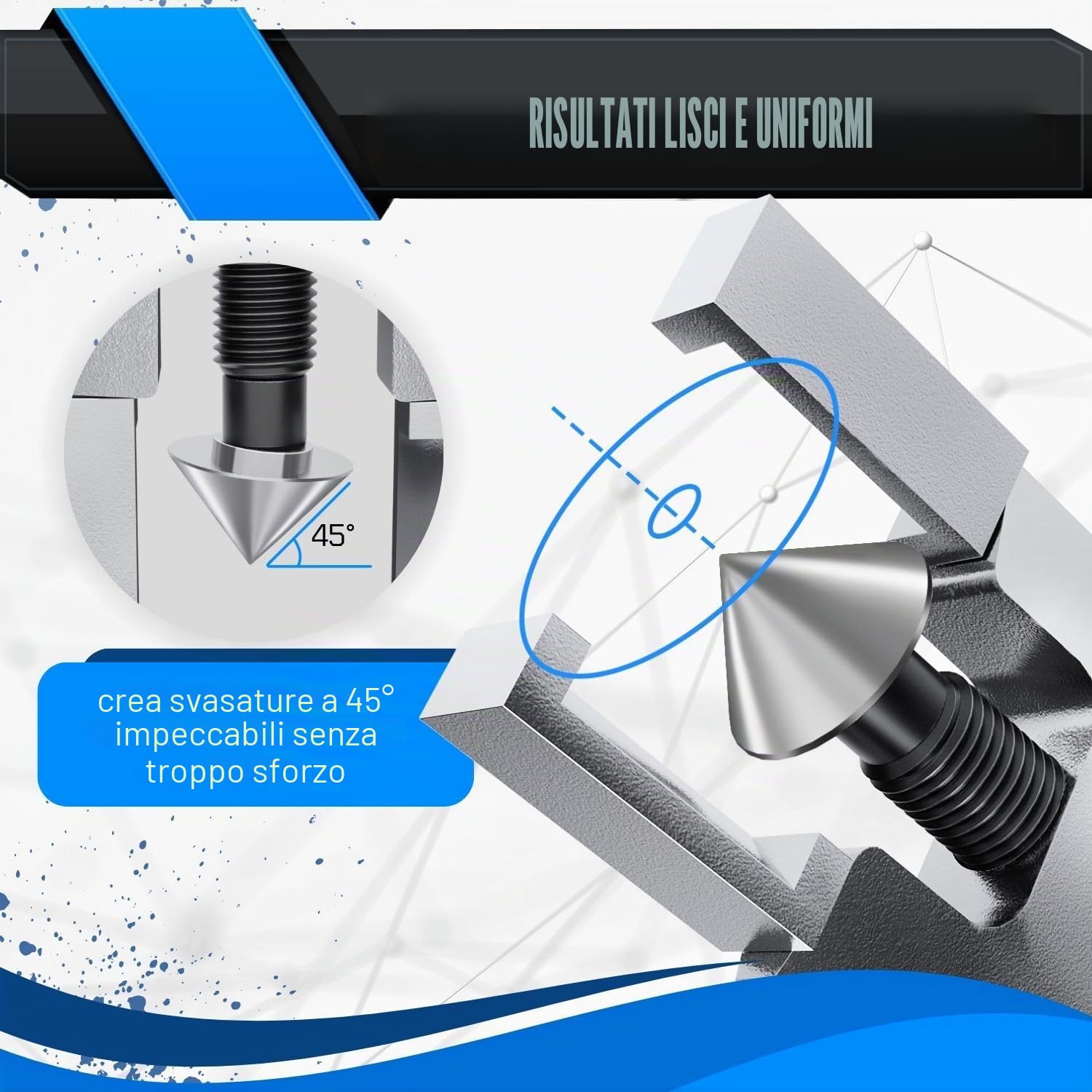 Flexzion Kit HVAC per svasatura eccentrico per tubi e tubazioni da 3/16-5/8", kit di strumenti per svasatura in ottone alluminio rame con cono ad angolo SAE a 45 gradi per l'applicazione della linea