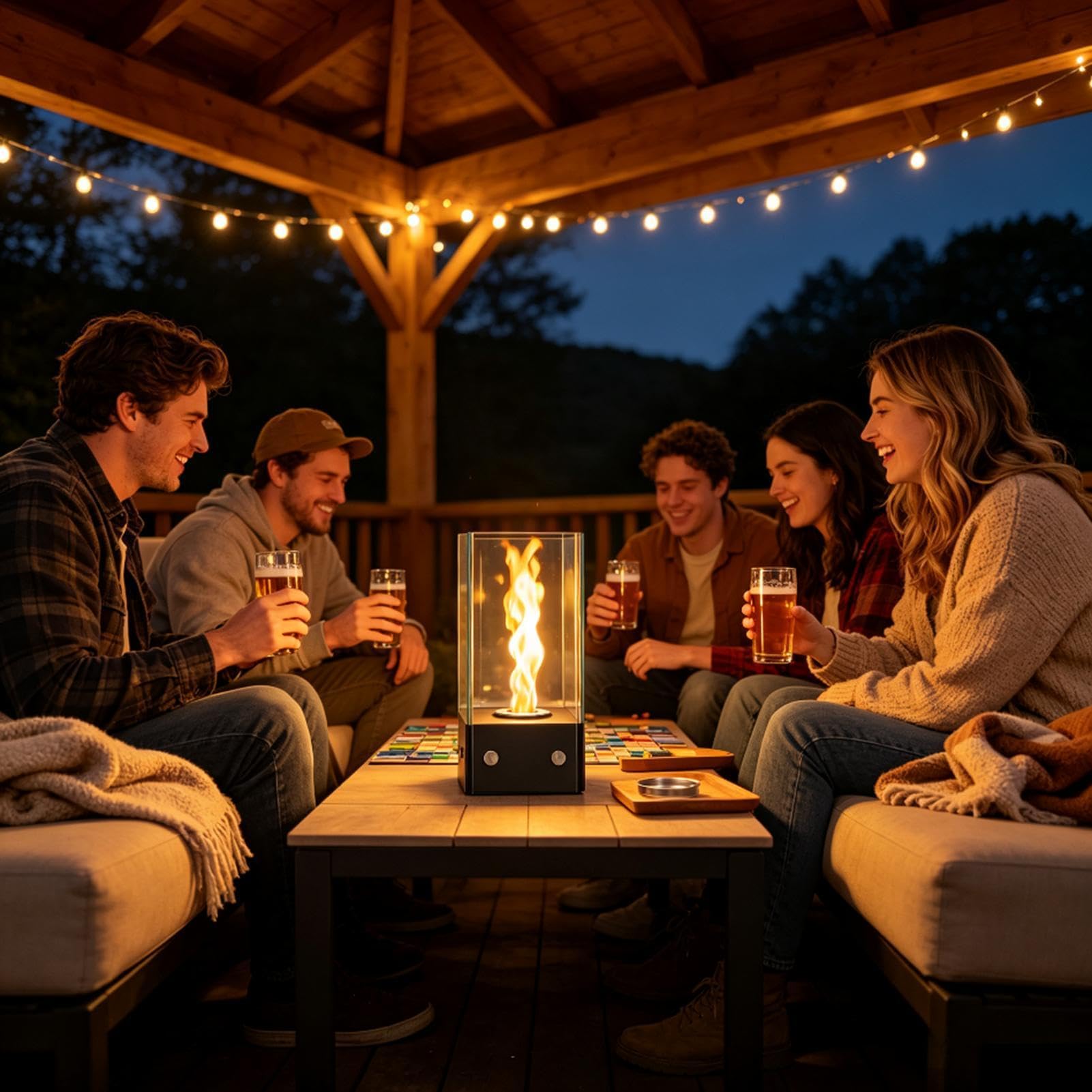 Chimenea de sobremesa para Interior Quemador de Llama Real sin Olor