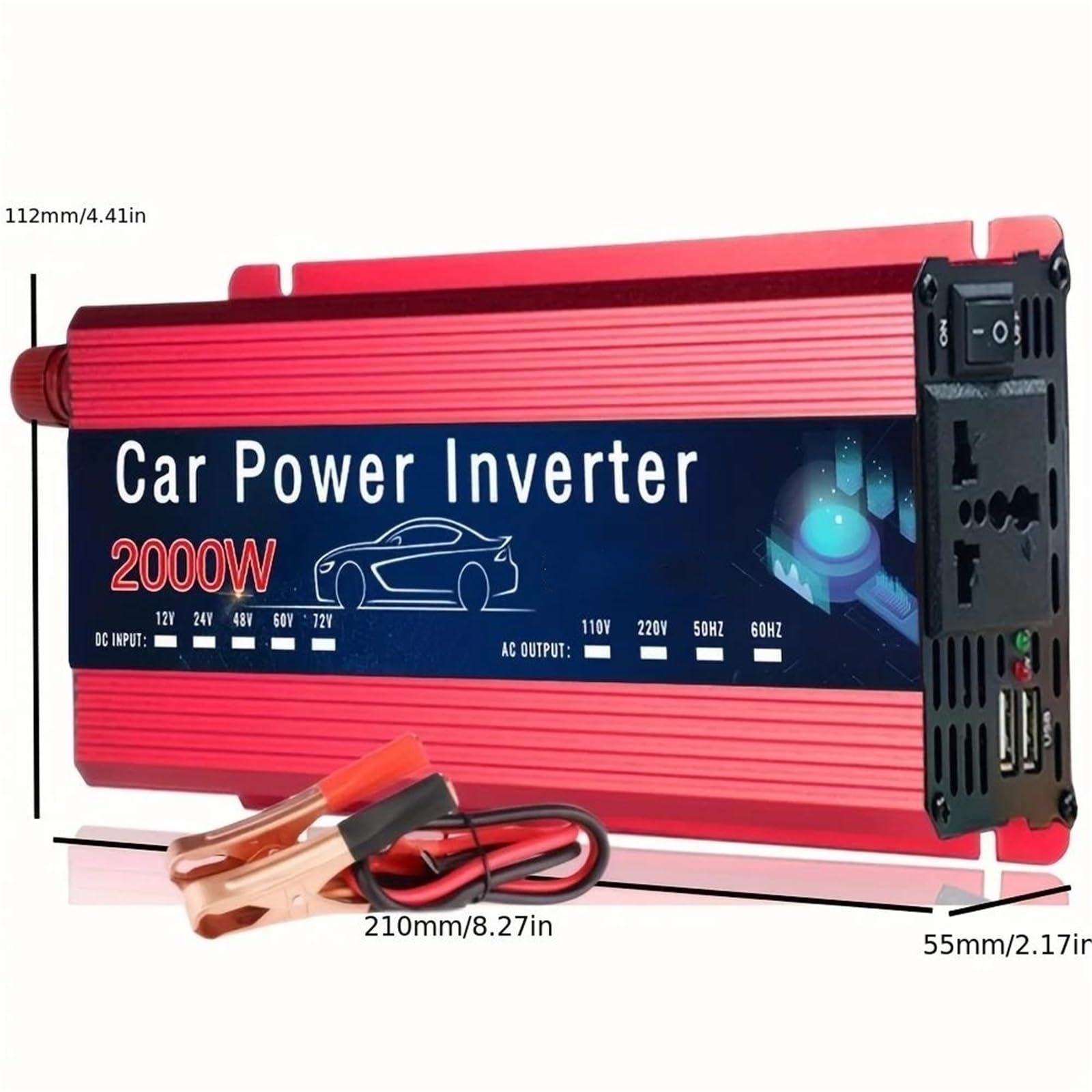Power inverter Inverter Per Auto 12V 220V Dual USB 500W 1500W 2000W Presa Universale Inverter Solare Per Telefono Laptop(1500W)