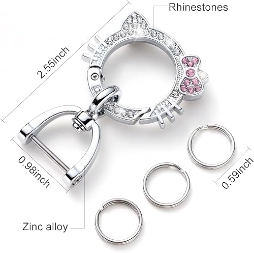 Miniatura 3 de Pangpai Llavero de coche para mujer, mosquetón con llaveros