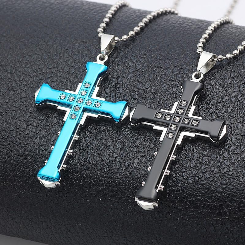 Dcfywl731 Cross Necklace for Men Fathers Day Gifts for Husband First Fathers Day Gifts for New Dad Gold Silver Chain Mens Cross Necklace - Image 3