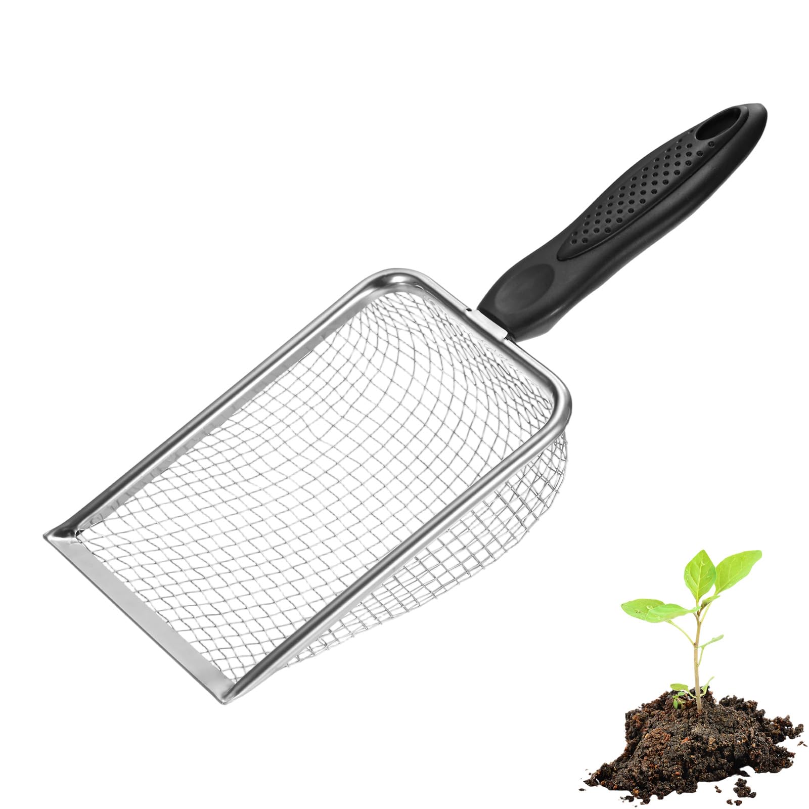 M METERXITY 1-Pack Gardening Soil Sifter 5 mm Mesh Stainless Steel