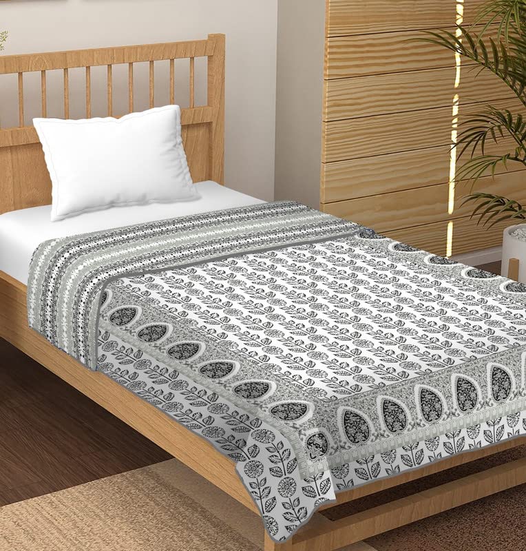 TUNDWAL’S Floral Flower Leaf Printed Cotton Reversible Dohar|AC Blanket|for Single Bed Size 60×90 INCH – 1 Piece (Multicolor)