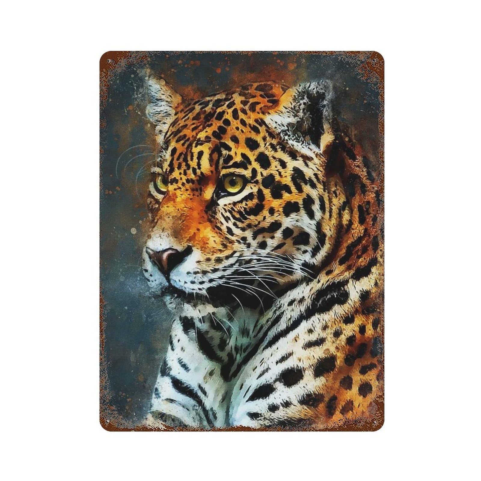 Splatter Tiger Rust Effect Tin Sign 15.7"x11.8", Rustic Home Decor for Cafe, Home Bar And Lounge Decor