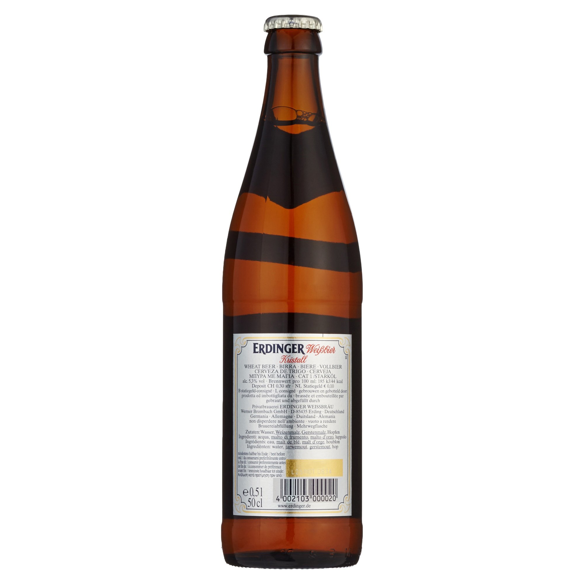 Erdinger Weißbräu Kristall Weizenbier MEHRWEG, (20 x 0.5 l)