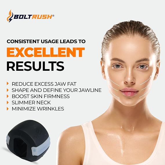 Jaw Exerciser (Pack of 3), Jaw Trainer for Jawline,3 Levels of Resistance - Includes 12 x Biting Strips, 4 x Neck Straps, Jaw Toner for Face