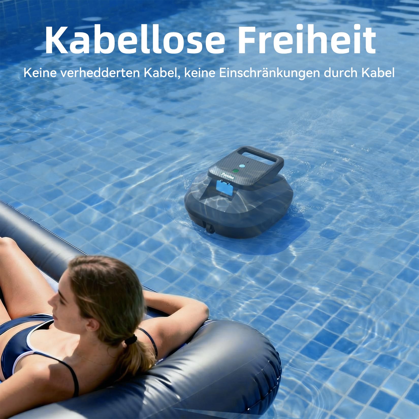 (2026 Neu) X2 Poolroboter Akku mit 200 Min Laufzeit, Kabelloser Poolsauger Auto-Parkfunktion, 3.3 h Schnellladung, für Aufstellpools & Ebene eingelassene Pools bis 120m², Blau