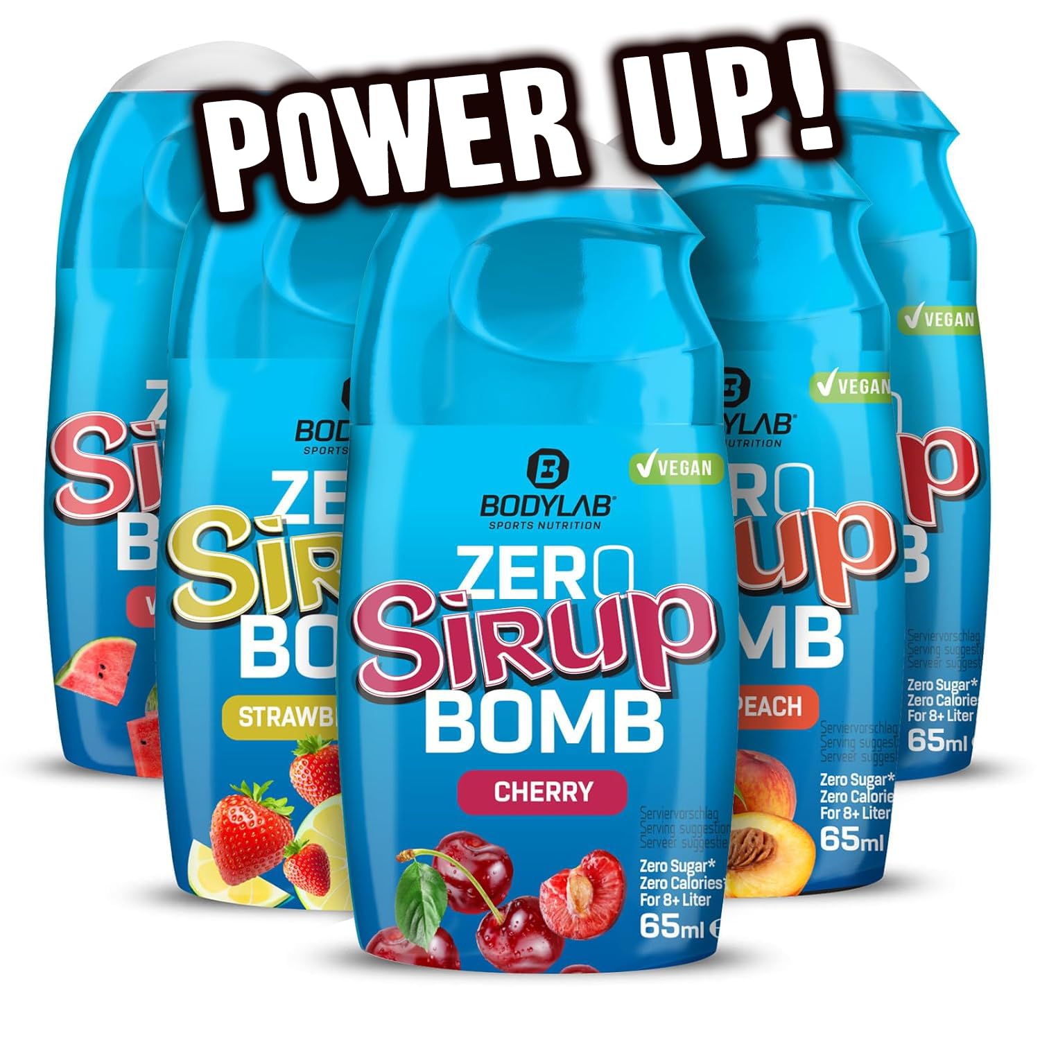 Bodylab24 ZERO Sirup BOMB Mixed Box 1, 5 x 65ml, zuckerfrei und praktisch ohne Kalorien, mit nur 1kcal je 100ml Wasser-Sirup-Mischung, hochkonzentriert, für 8 l Fertiggetränk