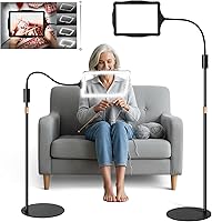 Hands-Free Floor Magnifying Glass with 48 LEDs Light & 360° Gooseneck Stand - Large 9x6" Lens for Reading, Crafts, Repairs