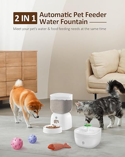 Miniatura 2 de Comedero automático para gatos con dispensador de comida seca para gatos de 3 L y fuente de agua de 2 L, alimentador cronometrado para perros con
