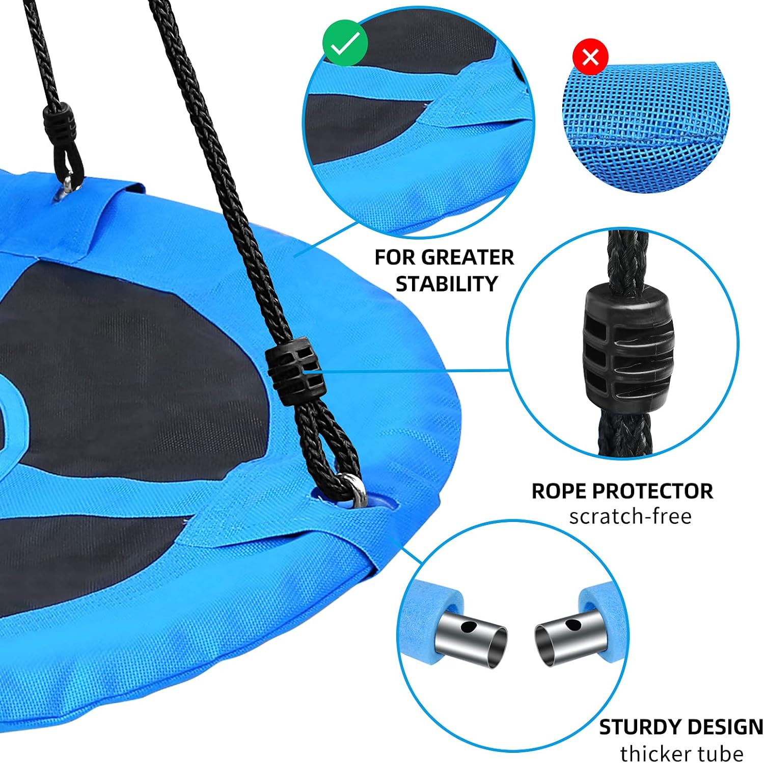 40" Saucer Tree Swing for Kids Adults, 700 lb Weight Capacity Flying Swing Sets with 2 Foam Handles, 2pcs 10ft Tree Straps, 2 Carabiners, 1 Swivel, Steel Frame, Safe and Durable Yard Swing Outdoor : Toys & Games