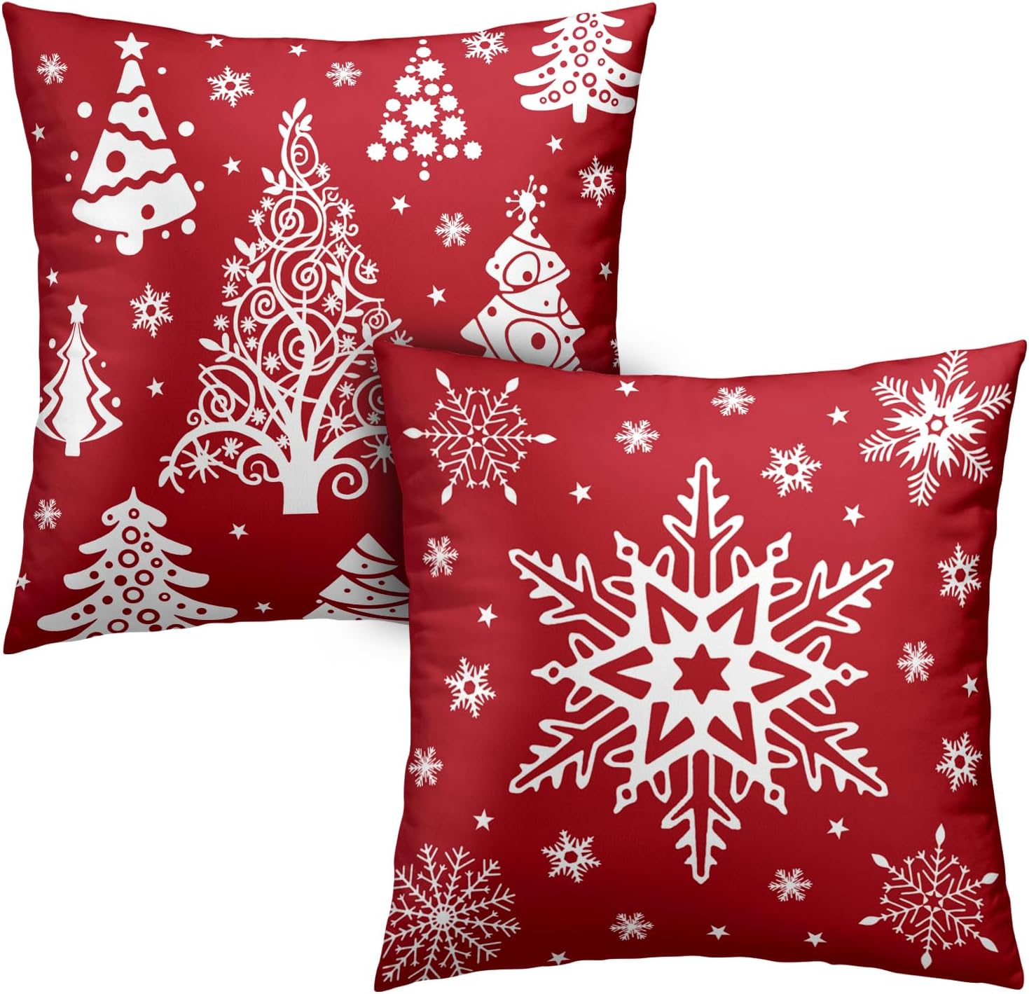 Kwlegh 2 Pack Winter Snow Flakes Pillow Covers White