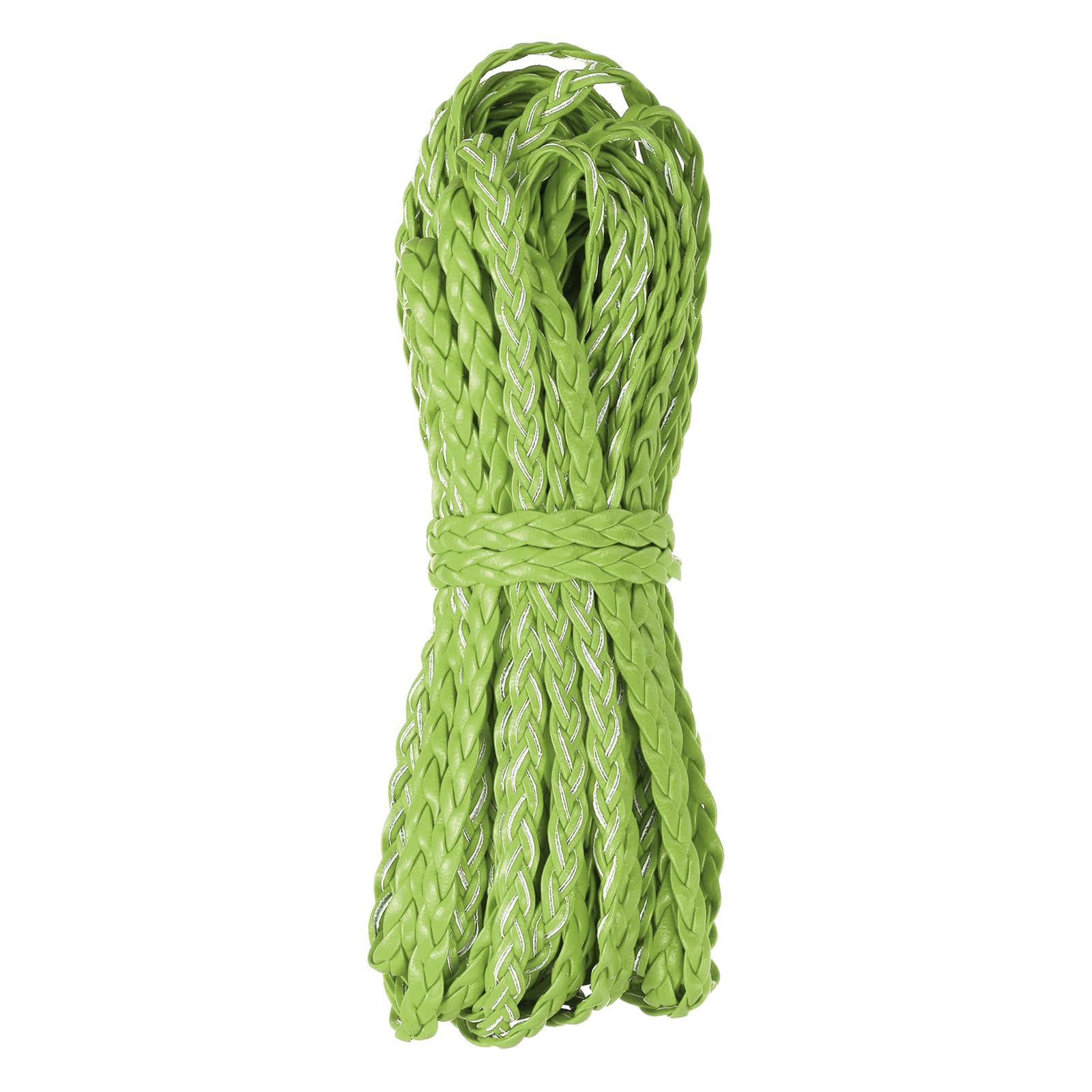 Rebower Flat Braided Leather Cord 5mm Braided Cording 10m Grass Green Leather Craft Strip for Jewelry Making Necklaces