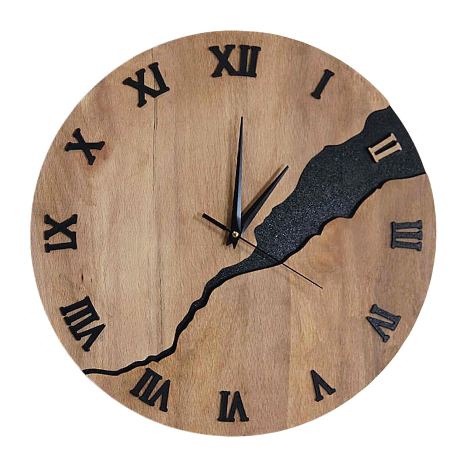 Horloge murale bois craquelé Morain moderne minimaliste à piles