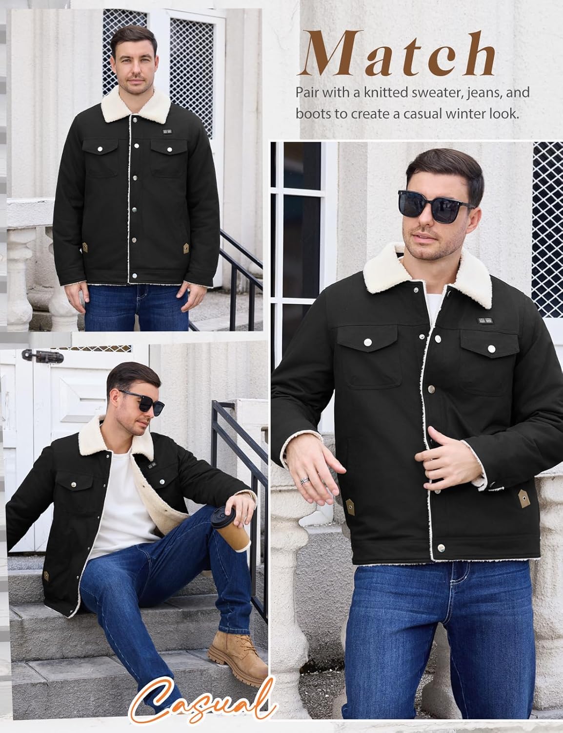 HEEKPEK Heated Jacket for Men with 18400mAh Long-Lasting Battery, 5-Zone Heated Sherpa Lined Coat for Outdoor Winter - Image 6