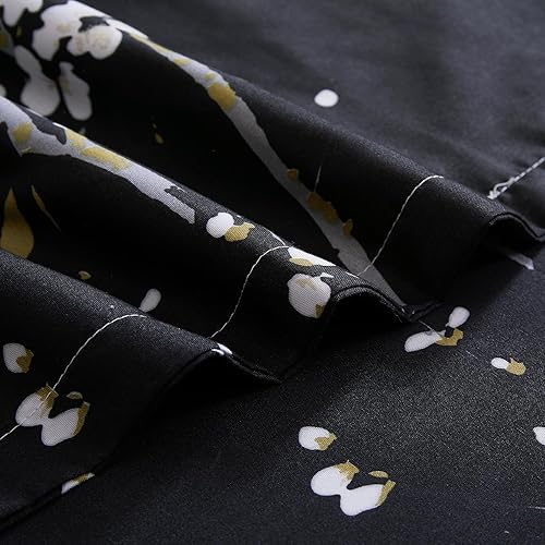 Miniatura 6 de YEPINS Juego de funda de edredón de microfibra cepillada suave con cierre de cremallera y lazos en las esquinas, patrón estampado floral de flor de