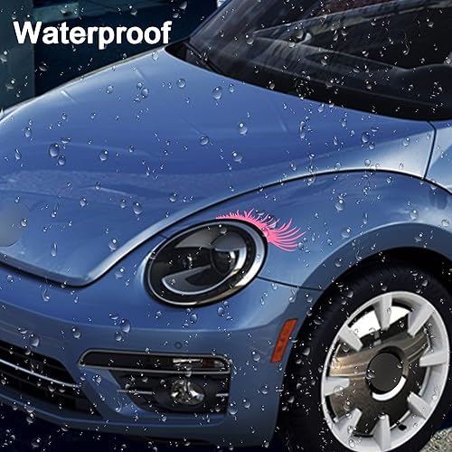 Miniatura 4 de TOMALL 2 calcomanías de vinilo para faros de automóvil, impermeables, con personalidad, linda decoración, calcomanías de pestañas falsas para auto,