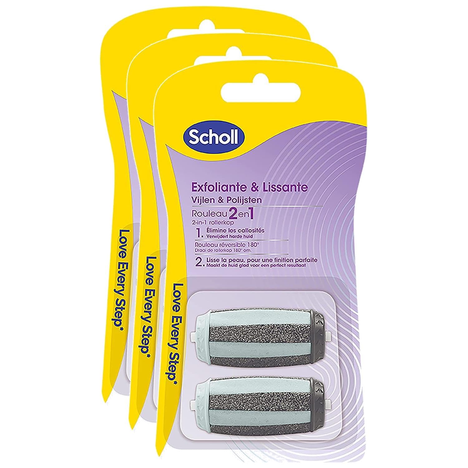 SCHOLL Pack of 3 x 2 Replacement Rollers 2 in 1 Exfoliating & Smoothing for Electric Grater