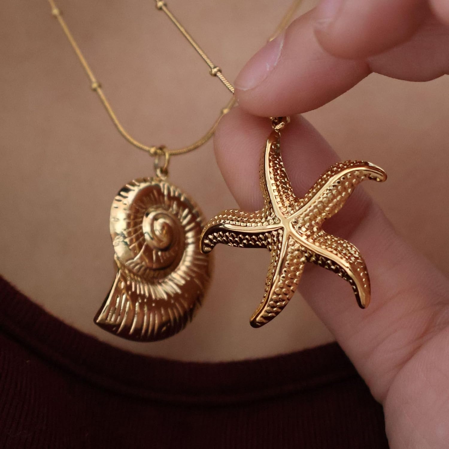 Starfish Pendant Necklace for Women – 18K Gold Plated Stainless Steel Starfish Charm, Adjustable Snake Chain, Beach Jewelry Gift - Image 5