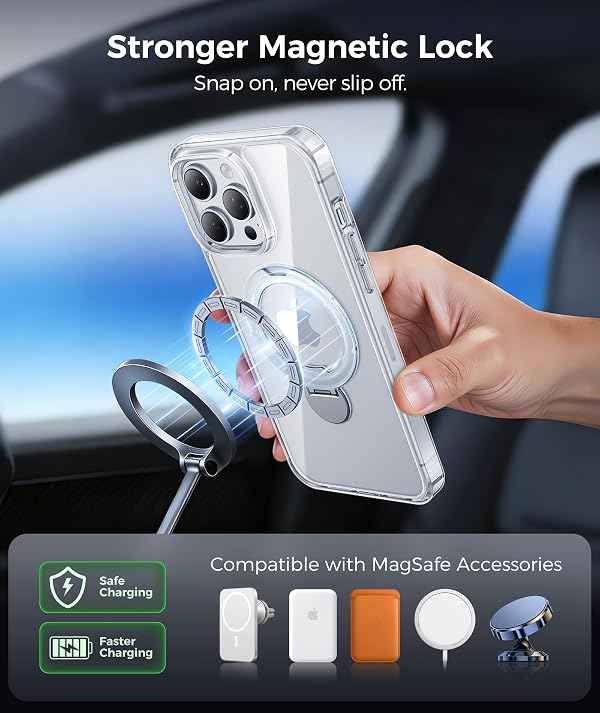FNTCASE for iPhone 14 Pro Max Case with 360 Spin Magnetic Stand Clear by FNTCASE - Used condition - Image 5