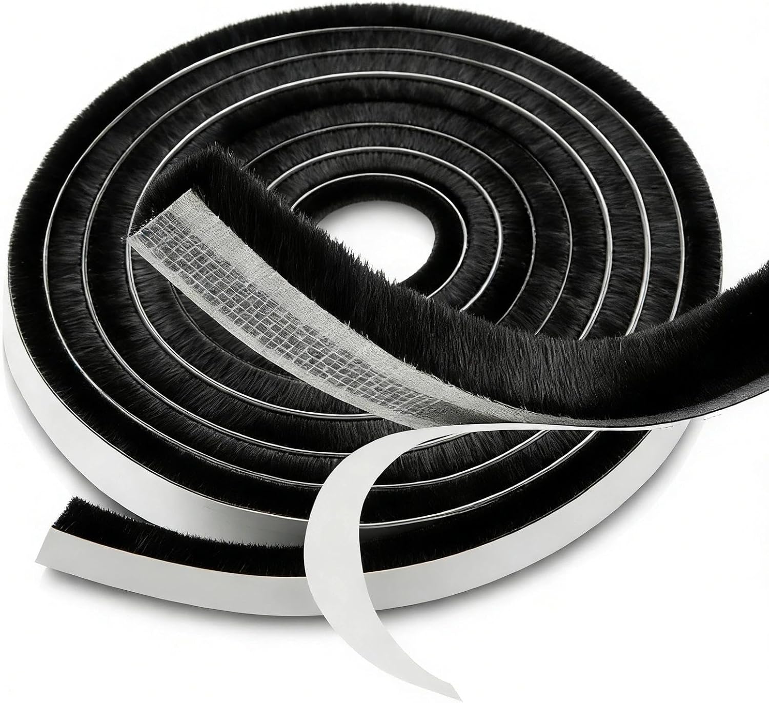 9 m Brush Seal Self-Adhesive Black Door Brush Seal 9 mm (W) x 5 mm (D) Sealing Brush Self-Adhesive Door Seal Brush Seal Roller Shutter for Windows Doors Wardrobe Sliding Doors