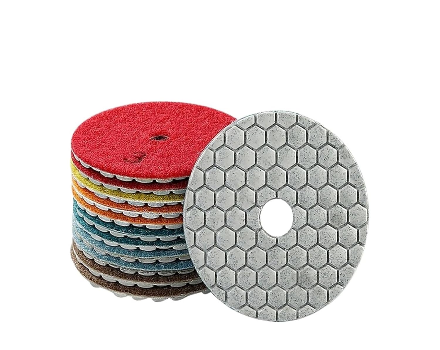 3/4/5/6/7Inch Diamond Polishing Pads Kit Wet/Dry for Granite Stone Quartz Concrete Marble Tile Glass Polishing Use Grinding Disc(No Accessory Kit10pc,5 inches)