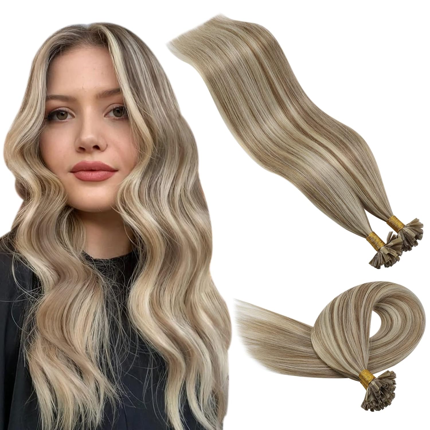 YoungSee U Tip Hair Extensions Human Hair Light Brown with