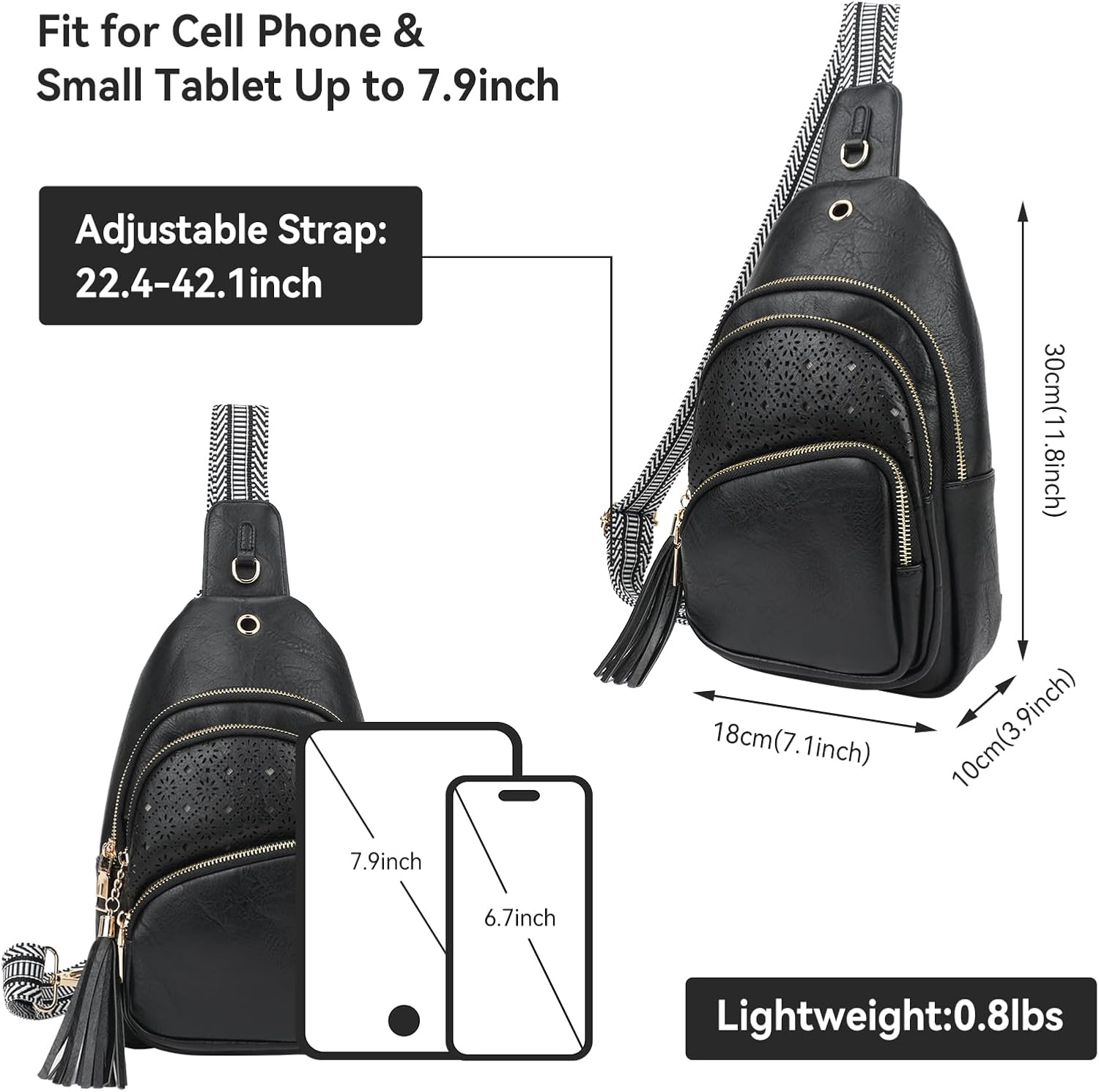 Sling Bag for Women PU Leather Crossbody Fanny Packs Chest Bag for Travelling Cycling Hiking