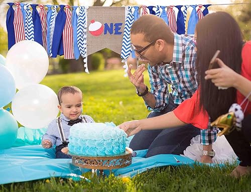 Miniatura 3 de Ofishally - Decoración de fiesta para el primer cumpleaños  Cartel de cumpleaños de pez grande para accesorios de cabina de fotos, el mejor