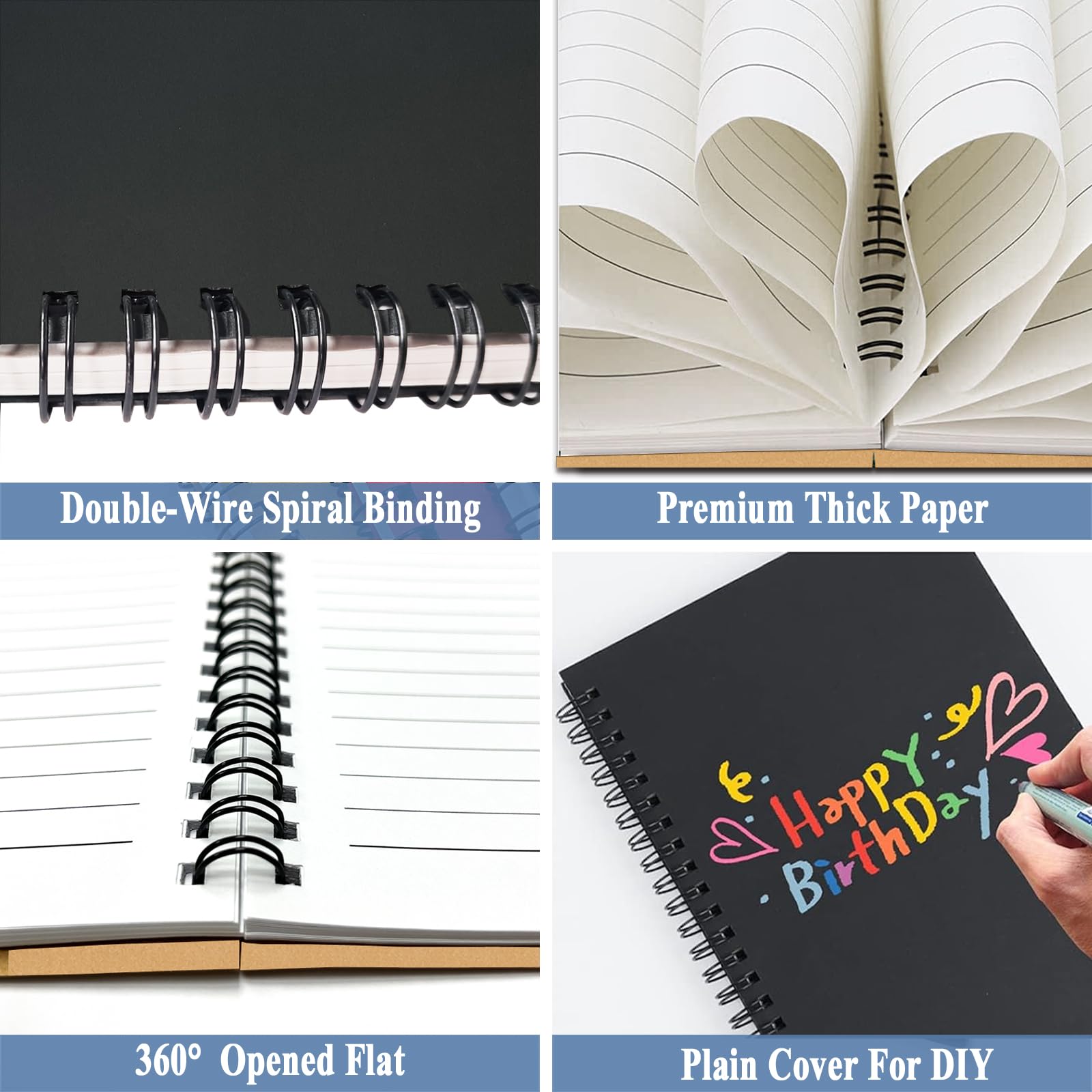 GINMLYDA Piccolo taccuino a spirale formato A5, confezione da 120 pagine a righe, 21 x 14 cm, colore nero e marrone, con copertina in carta kraft, quaderni e blocchi per appunti per scuola, casa