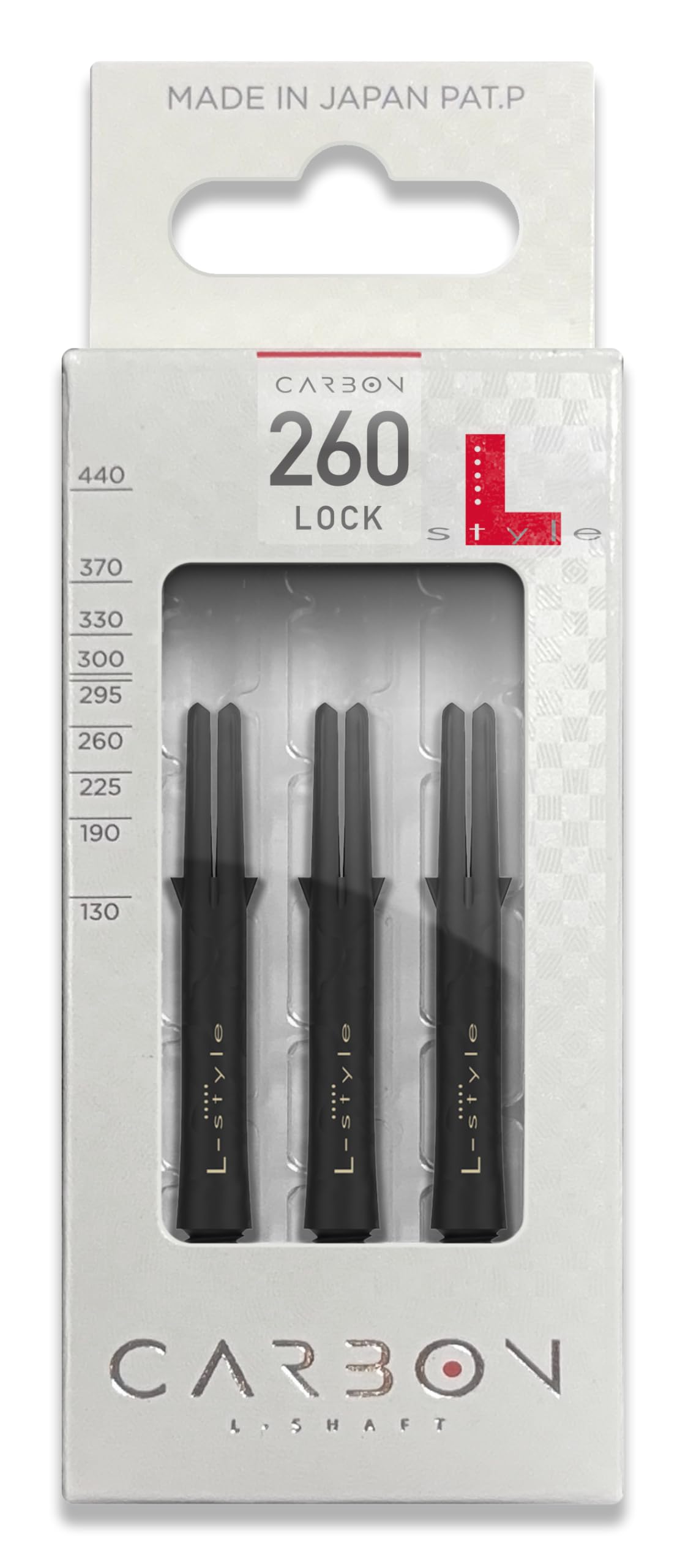 LSTYLE Dart Shafts: L-Shaft Carbon - 2BA Standard Thread - Champagne Rings Included - Size 260