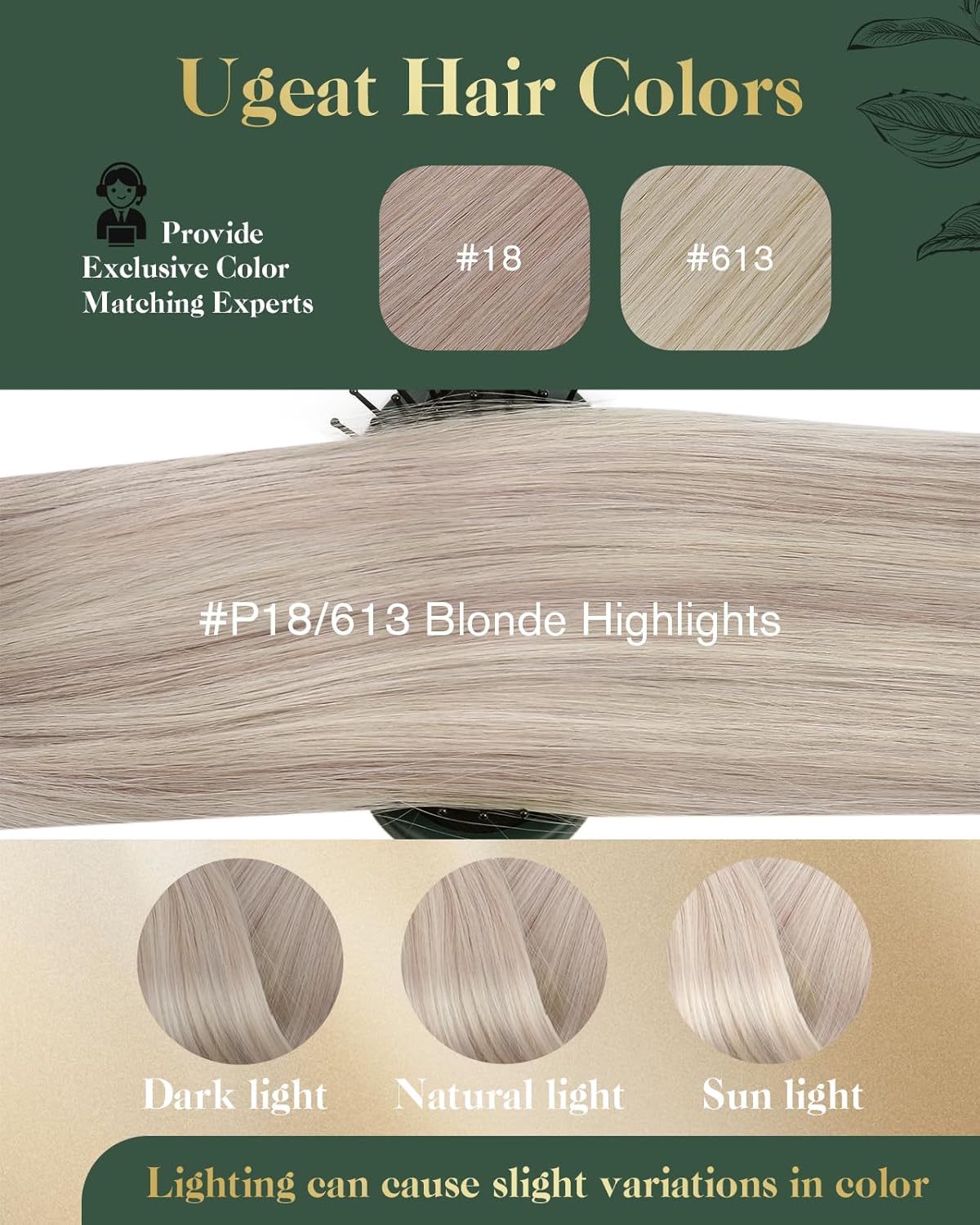 Ugeat Hair Extensions Clip ins, Clip in Human Hair Extensions 22 Inch 7pcs 120g, Hair Clip in Extensions Thickeness, Ash Blonde Highlights Bleach Blonde