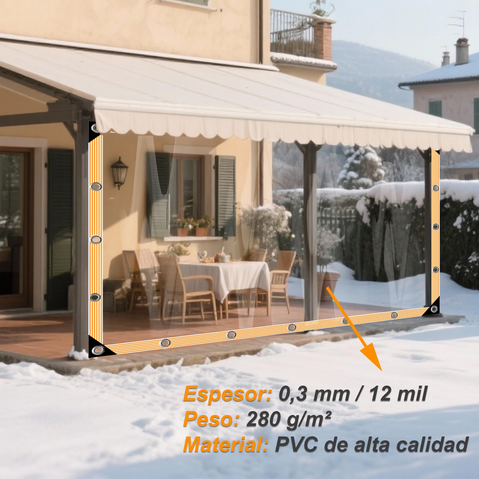 BeGrit Lona Transparente con Ojales Lona Impermeable con Cuerda Lona Protectora de PVC para balcón jardín Exterior Invernadero Terraza Plantas Muebles Pérgola 2x2m