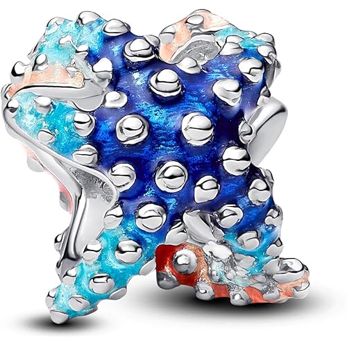 PANDORA Moments 793817C01 - Ciondolo a forma di stella marina colorata in argento Sterling, 9,9x8,6x9,4 mm, Argento sterling, Nessuna pietra preziosa