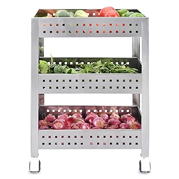 Stainless Steel Vegetable Trolley for Kitchen by Schmieden Vegetable Storage Rack