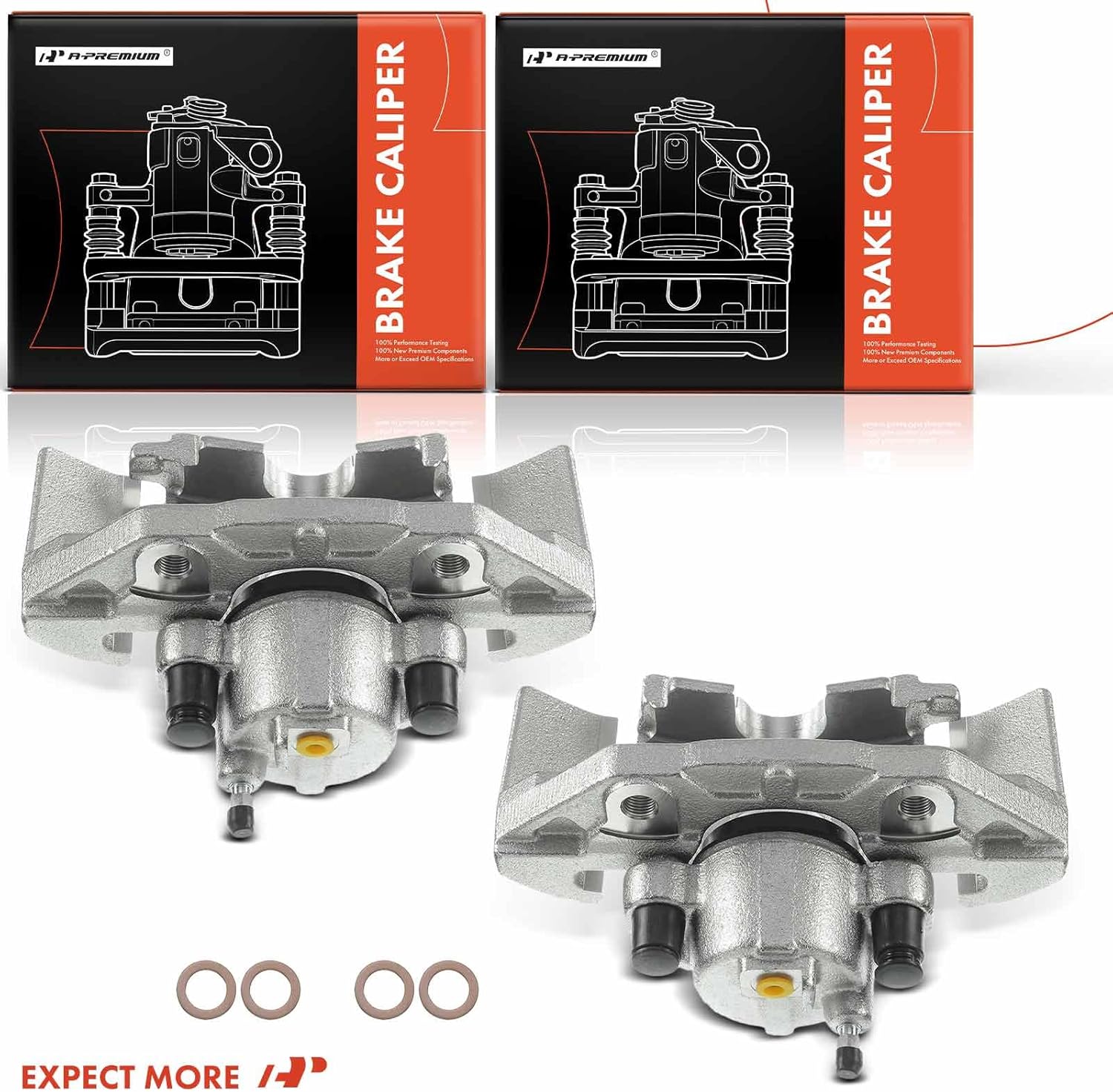 A-Premium Disc Brake Caliper Assembly with Bracket Compatible with Select Ford and Lincoln Models - Expedition/Navigator 2007-2017, 3.5L/5.4L, Sport Utility - Rear Driver and Passenger Side, 2-PC Set