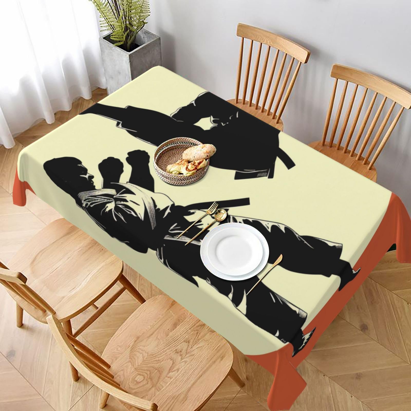 WPKJU Taekwondo Design Printed Tablecloth 60x90 in Water Resistant Table Cover Washable Rectangle Table Cloth for Dining Tables