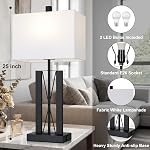 Lolikit Table Lamps for Living Room Set of 2, Modern Table Lamp with 2 USB Charging Ports, Nightstand Geometric Bedside Lamp with White Shade for Bedroom End Table Desk Office(2 LED Bulb Included)