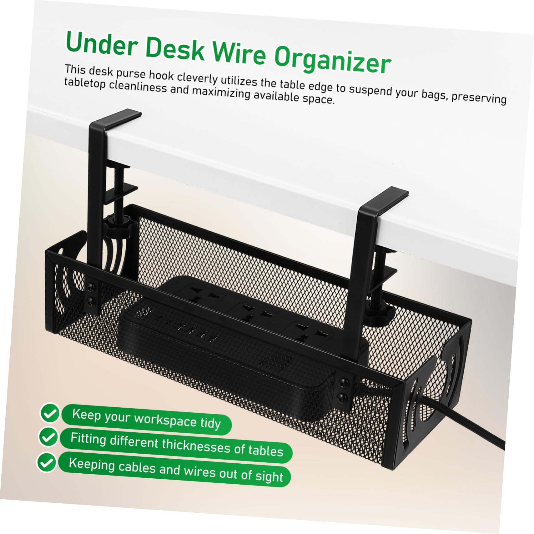 Organizador de Cables para Escritorio sin Taladro Bandeja Metálica Ventilada y Antideslizante para Gestión de Cables y Regletas bajo Mesa Soporte Resistente para Oficina y Gaming