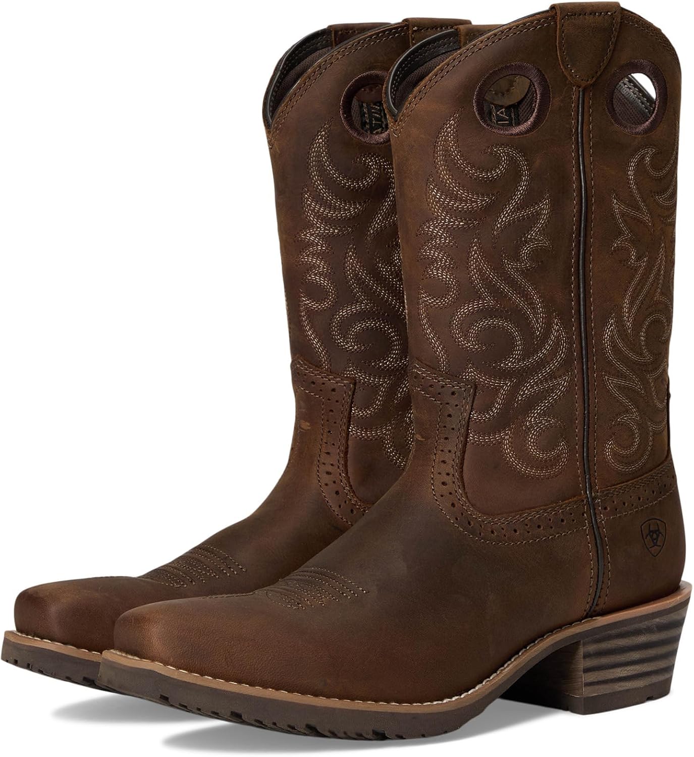 【ARIAT】最終セール！Ariat メンズ ハイブリッド ラフストック スクエアトゥ カウボーイブーツ ウェスタン, ブラウン(Distressed Bro