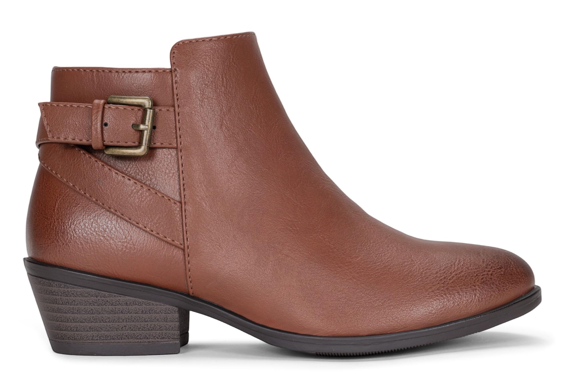 Vepose Womens Short Ankle Boots Low Heel Western Cutout Perforated Booties