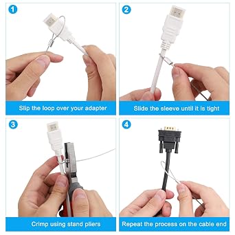 Cable Tethers 15 Pack with Crimping Tool (12 Inches, White), Adjustable Security Cable Look, Universal DIY Adapter Tethering Ties Kit for Computer Cord, Pre-Assembled, Tamper-Resistant