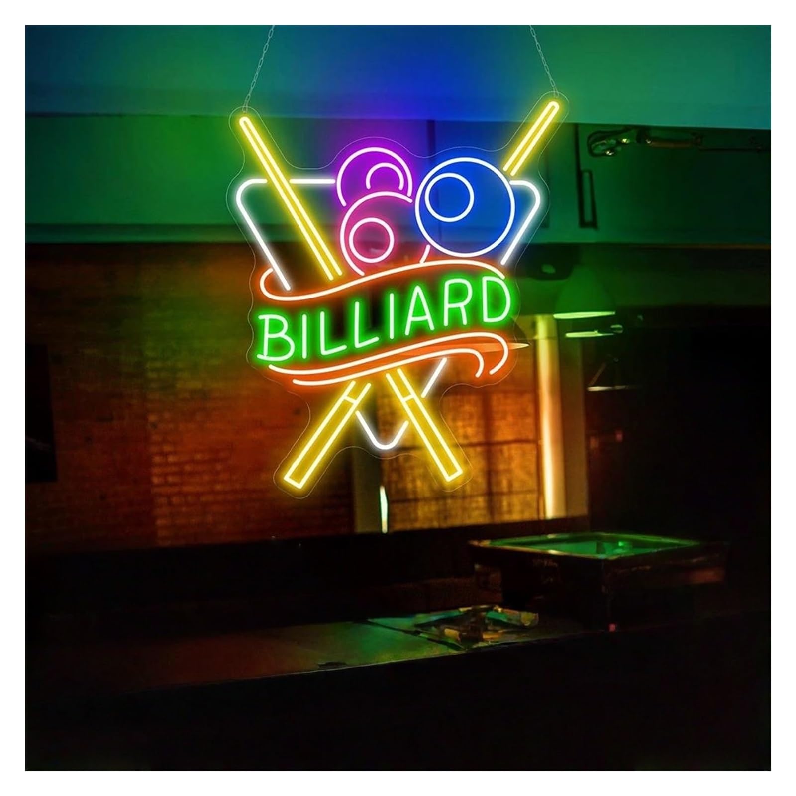 SHOUXI Sign Lamp Billiards Neon Signs USB Powered Pool Hall Neon Lights Suitable for Pub Club Party Decor Commercial Signs(D,61X71CM)
