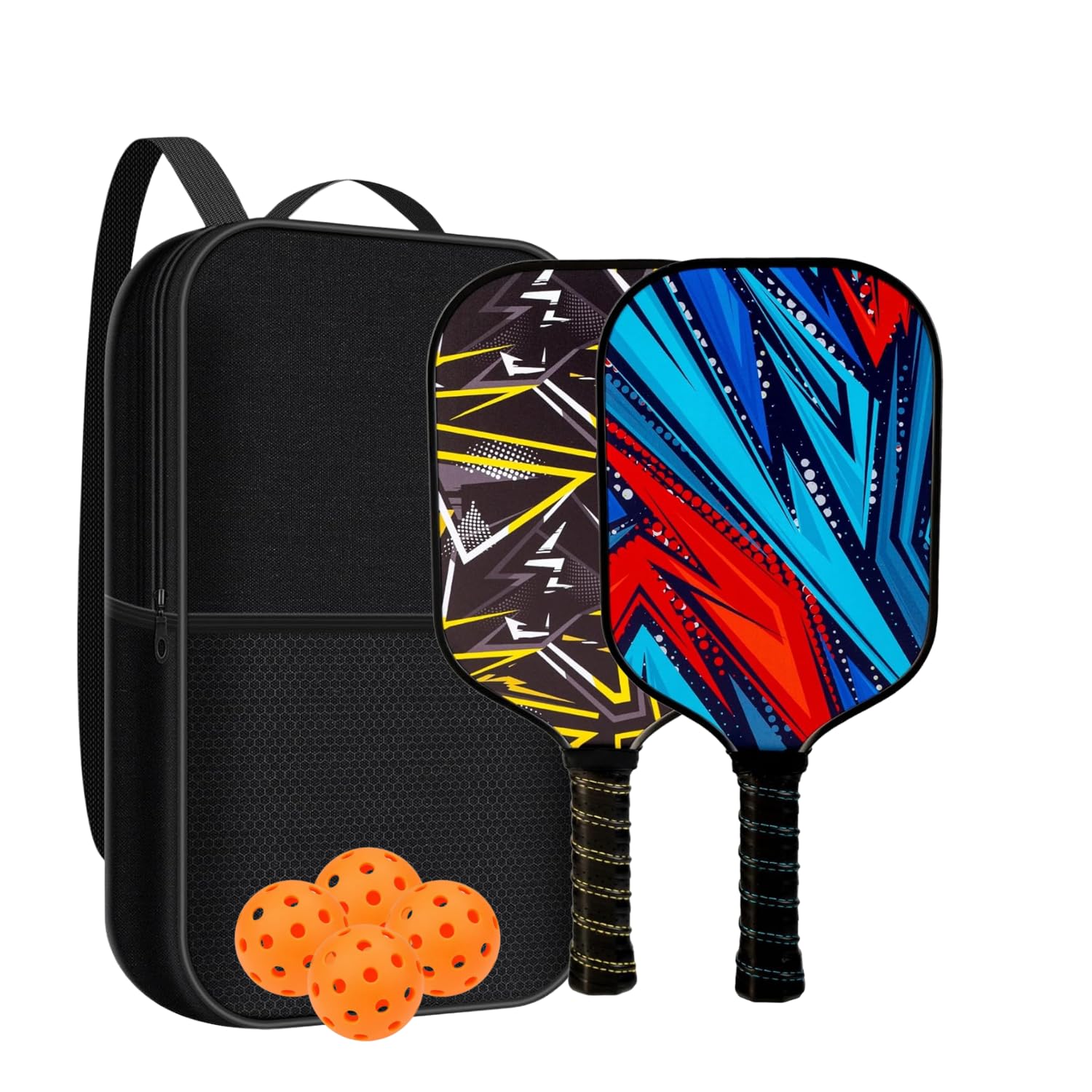 Everhype Carbon Fibre Pickleball Paddle, Polypropylene Honeycomb Core, 19 mm Thickness, Premium Grip, 225g, 4 Performance Balls, Bag (Carbon Fibre)-image-45