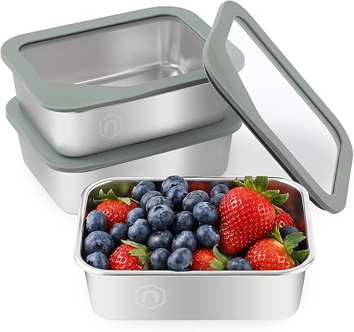 Miniatura 1 de Recipientes de vidrio para preparación de comidas, recipientes de almacenamiento de alimentos con tapas herméticas a prueba de fugas, fiambreras