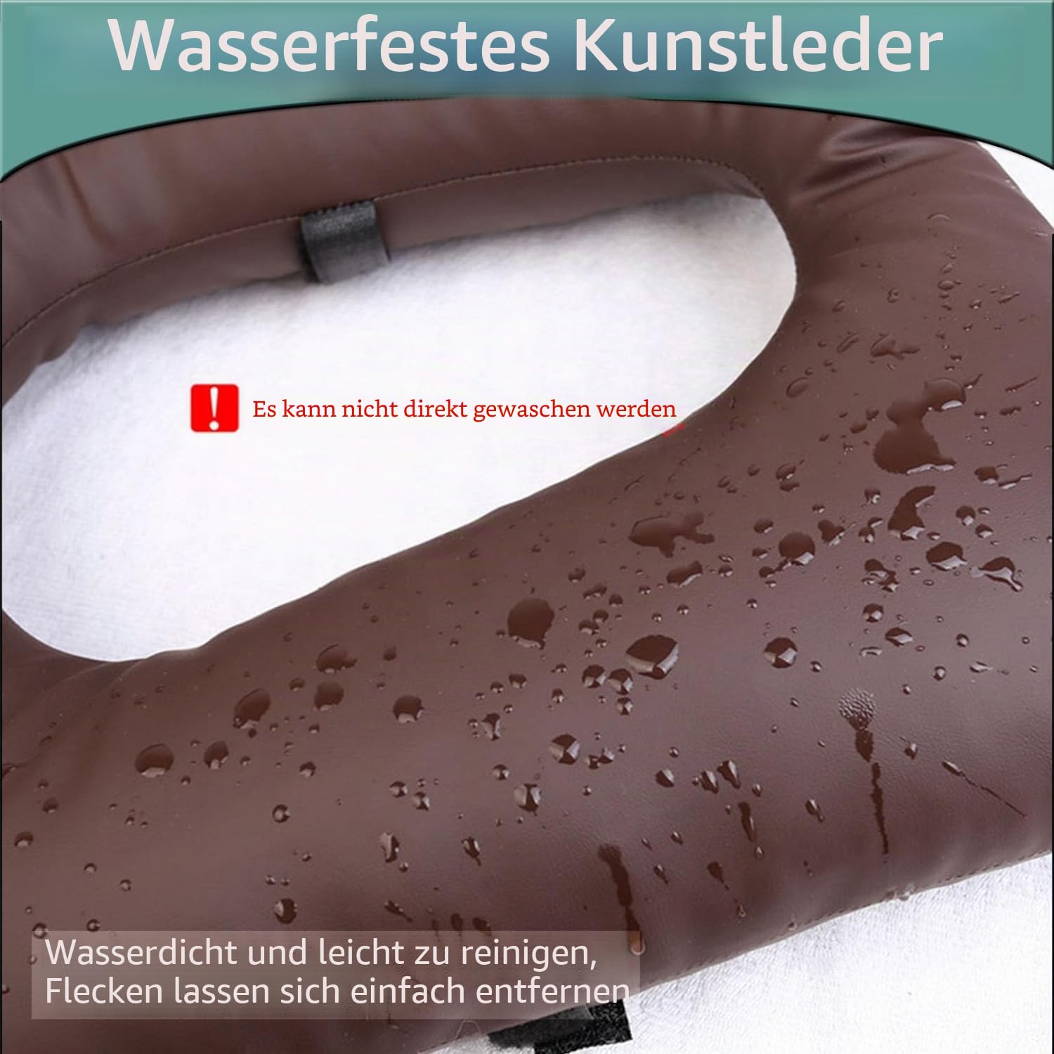 OXFUZZ Toilettenstuhl, Anti-Dekubitus-Kissen, PU-Duschstuhl-Sitzkissen, Dicke Baumwolle, weiches Polster für Nachttisch, Toilettenstuhl, wasserdichter Duschsitz, Rollstuhl für ältere Menschen, Braun,