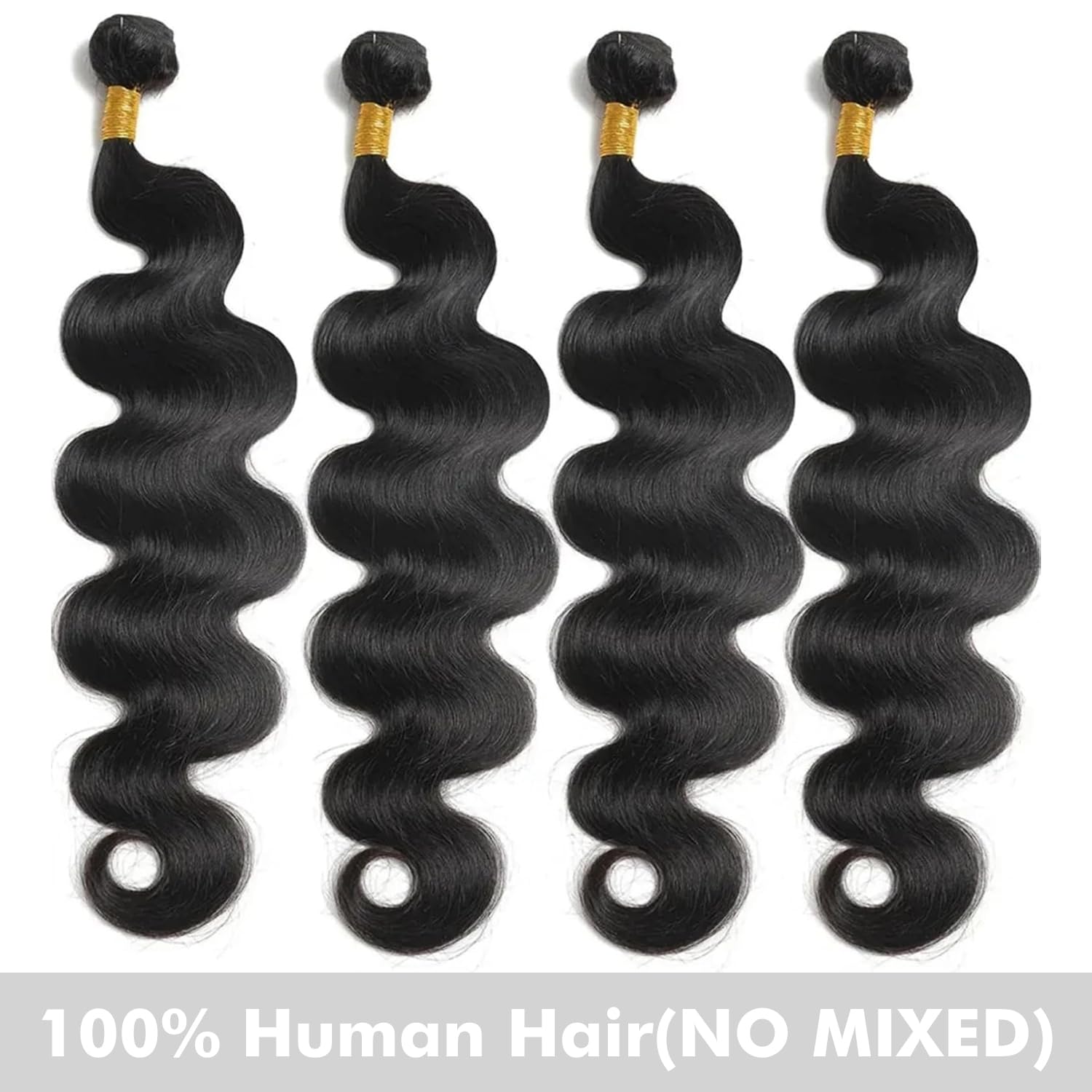 Human Hair Bundles Body Wave 16 18 20 22 Inch 100% Unprocessed Brazilian Body Wave 4 Bundles Human Hair Extensions for Women Quick Weave Natural Color