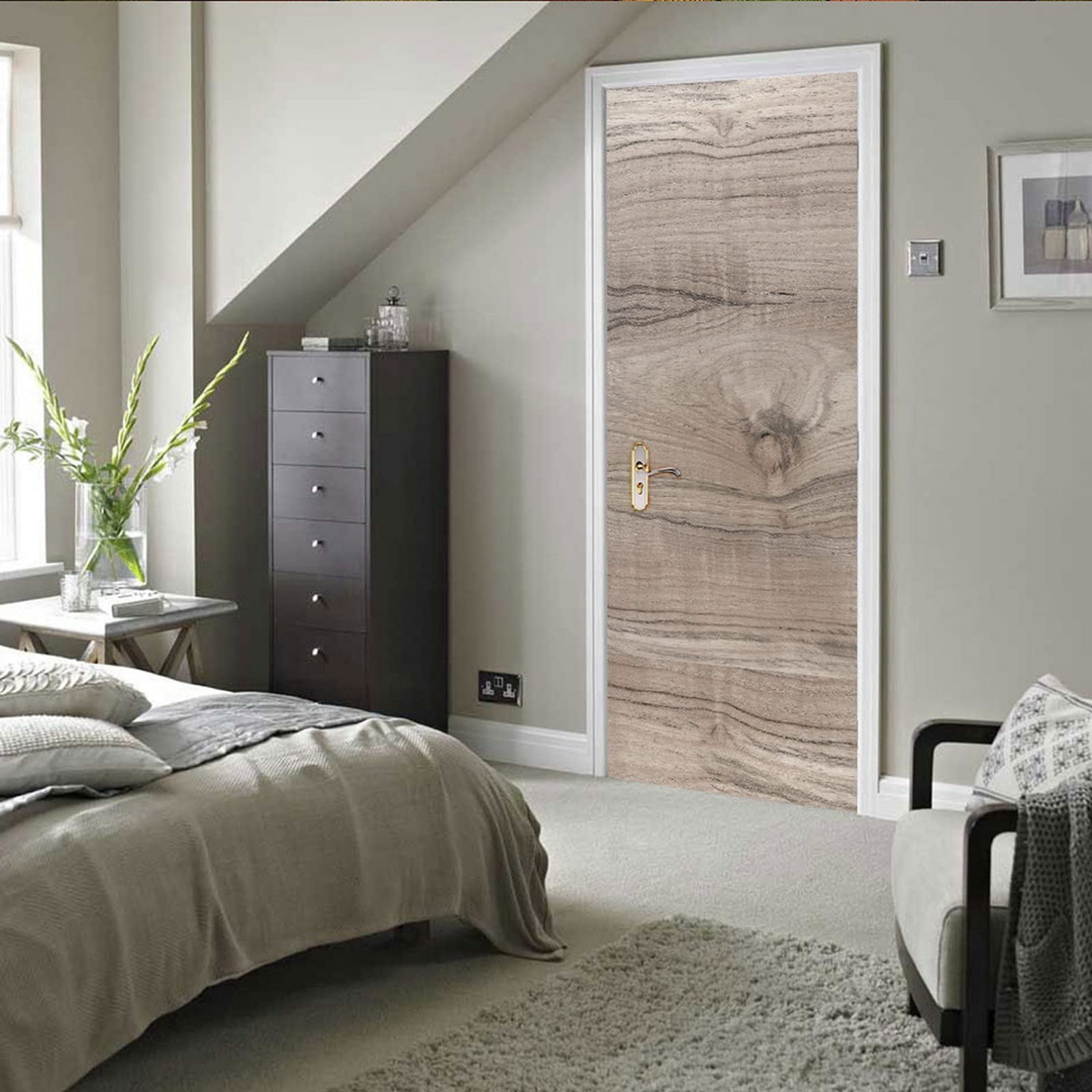A.Monamour Adesivo Porta Autoadesiva Fondo Di Struttura Di Legno Vinile PVC Adesivi per Porte Interne 3D Pellicola Adesiva Poster Sticker Murale Parete Carta da Parati
