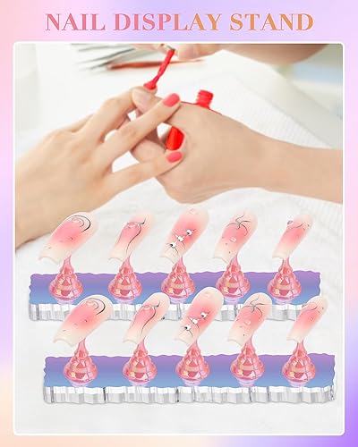 Miniatura 56 de Soportes de uñas acrílicas, soporte de uñas a presión, soporte magnético para práctica, 54 piezas, masilla adhesiva reutilizable para pintura de Rosa