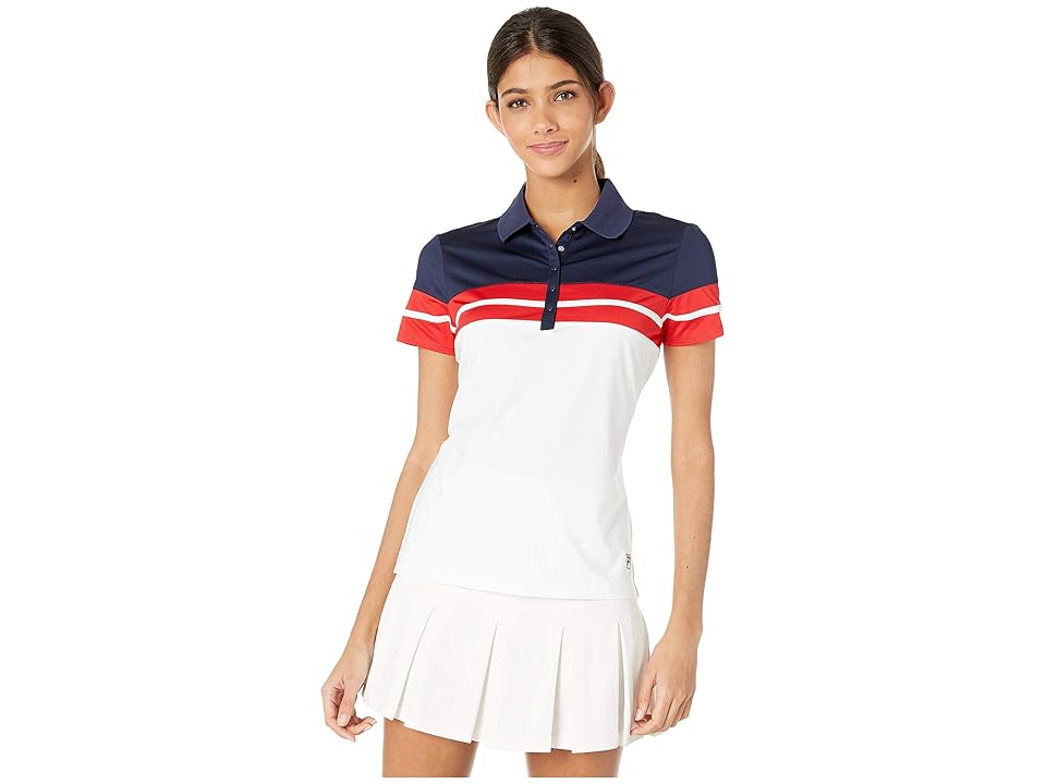 

Fila Heritage Tennis Polo (White/Navy/Chinese Red) Women's Clothing